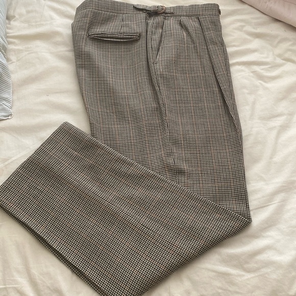 Racquet Club brown and black 100% wool houndstooth dress pants. - Picture 1 of 6